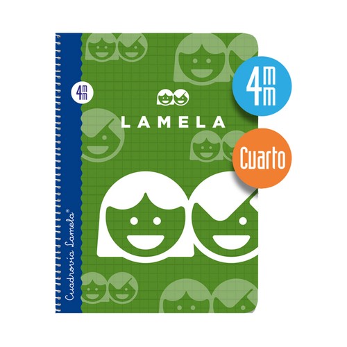 Libreta espiral tamaño cuarto,40 hojas, cuadrovía de 4mm, EDITORIAL LAMELA