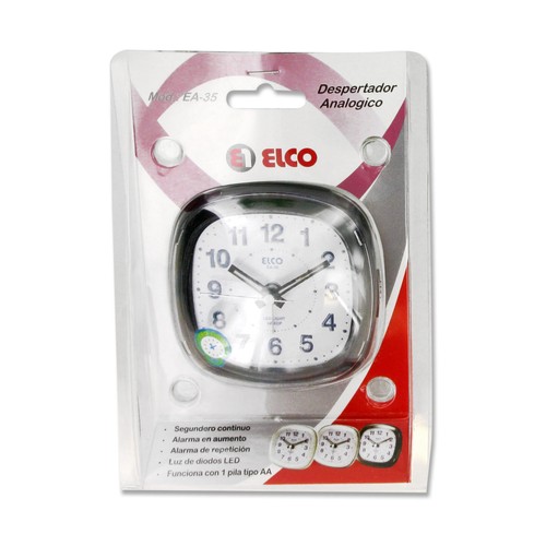 Despertador analógico ELCO EA-35 con luz y alarma.