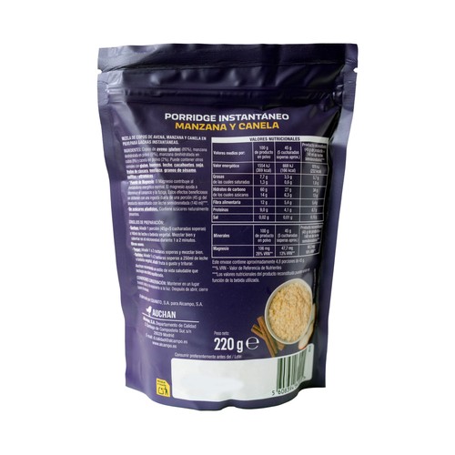 PRODUCTO ALCAMPO Eat & move Porridge manzana y canela 220 g.
