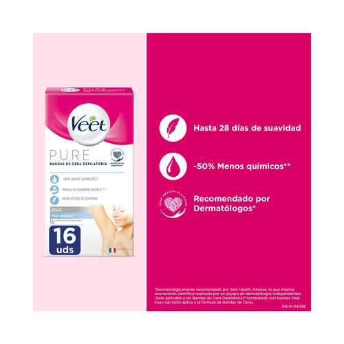 Axilas Ceras Depilatorias Veet Bandas De Cera Depilatoria Para La