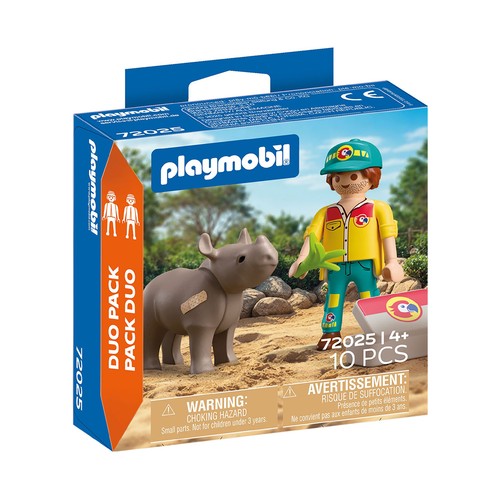 PLAY MOBIL. 72025 Duo Pack Cuidador con rinoceronte