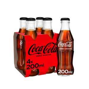 Imagen de COCA COLA ZERO  Refresco de cola Zero azúcar pack 4 botellas.de vidrio x 200ml