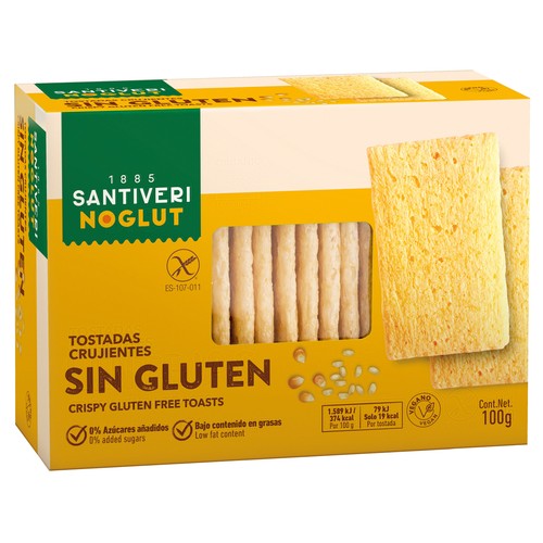 SANTIVERI Tostadas ligeras, sin gluten 100 g.