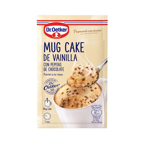 DR. OETKER Pastel a la taza de vainilla con pepitas de chocolate DR. OETKER 65 g.