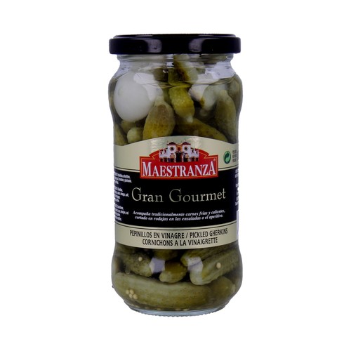 MAESTRANZA Pepinillos pequeños en vinagre frasco de 180 g.