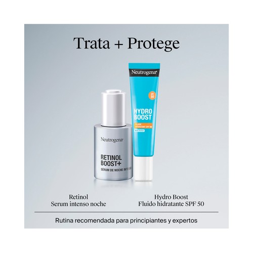 NEUTROGENA Retinol boost Rutina anti-edad (sérum facial intenso de noche + fluido hidratante con FPS 50).