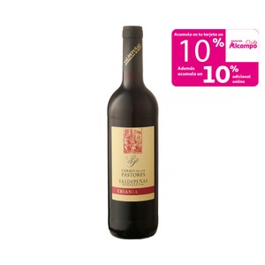 CERRO DE LOS PASTORES Vino tinto crianza con D.O. Valdepeñas botella 75 cl.