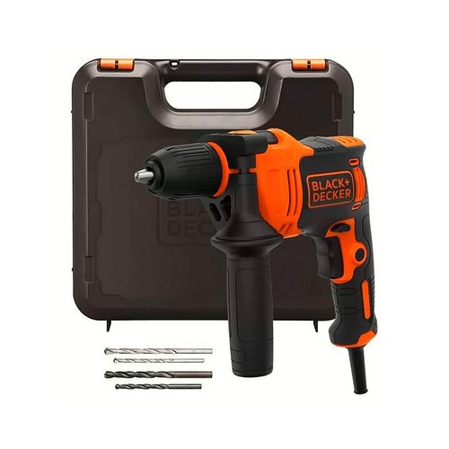 Taladro percutor 710W, portabrocas 13mm, BLACK + DECKER BEH710K, Incluye 4 brocas y maletín.