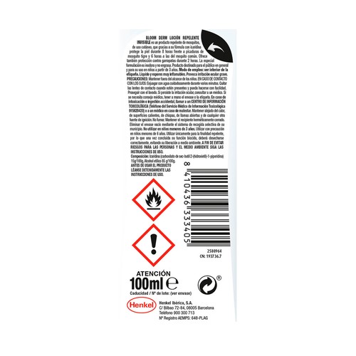BLOOM Repelente loción especial mosquito común y tigre 100 ml.