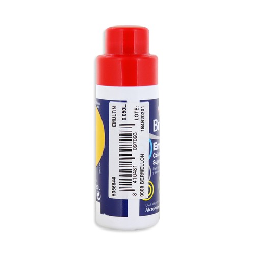 Colorante líquido superconcentrado, color rojo bermellón, BRUGUER Emultín, 50ml.
