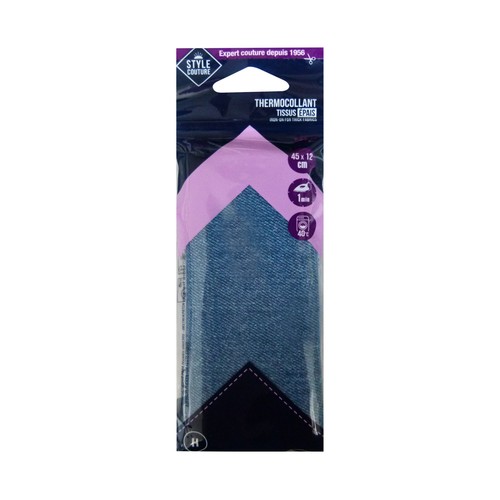Reparador termoadhesivo para telas vaqueras color azul desgastado, 45x12cm., STYLE.