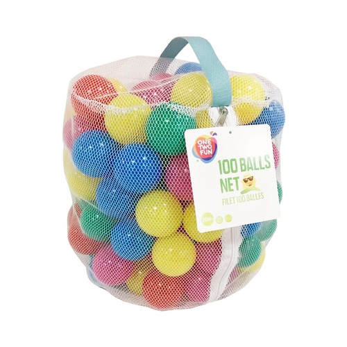Bolsa con 100 bolas de plástico de colores para piscina de bolas,  ONE TWO FUN.
