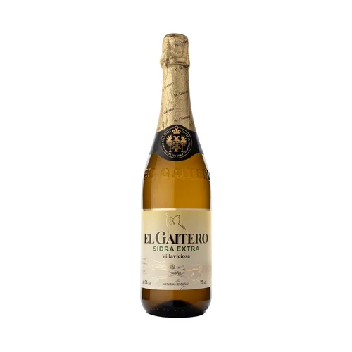 EL GAITERO Etiqueta negra Sidra natural espumosa con D.O.P Sidra de Asturias botella 75 cl.