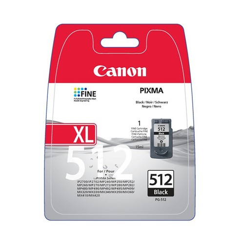 Cartucho de tinta CANON PG-512 negro.