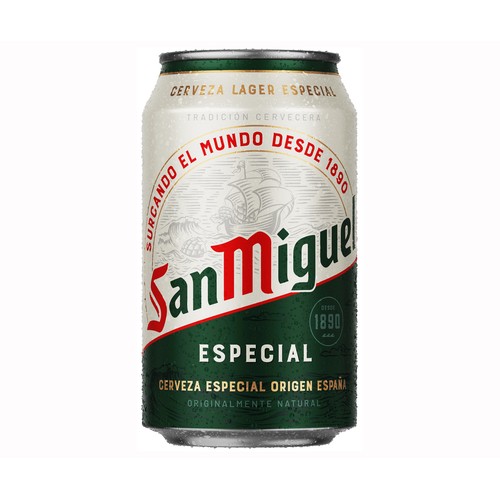 Cerveza rubia de sabor fresco y de ligero amargor SAN MIGUEL lata 33 cl.