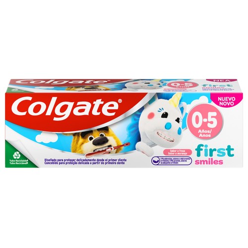COLGATE Pasta de dientes infantil sabor fresa para niños de 0 a 5 años 2 x 50 ml.