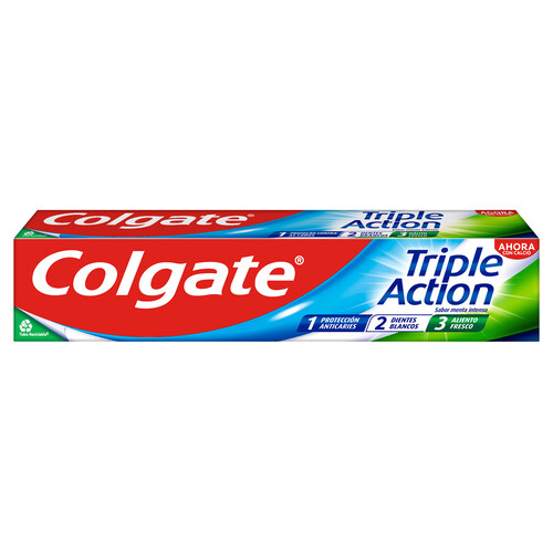 COLGATE Pasta de dientes con flúor, calcio y sabor a menta COLGATE Triple action 75 ml.