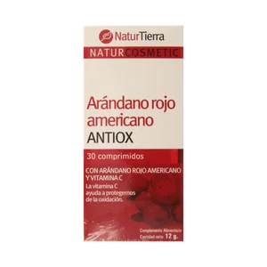 NATURTIERRA Antiox Complemento alimenticio con arándano rojo y vitamina C 30 comprimidos.
