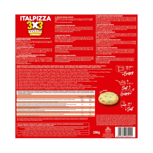 ITALPIZZA Mini pizzas congeladas de queso 9 uds.