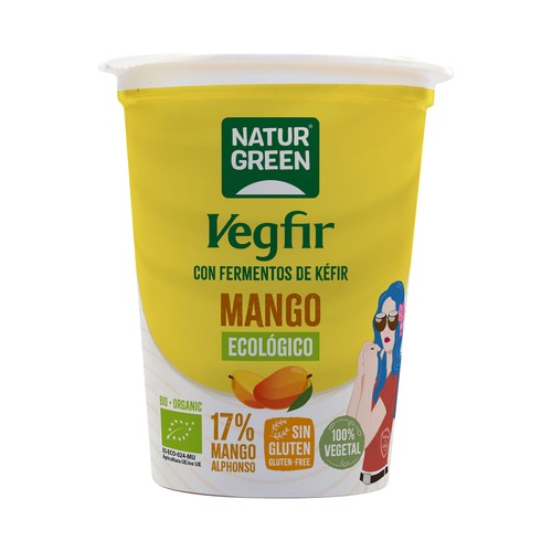 NATUR GREEN Vegfir con fermentos de kéfir con mango ecológico 400 g.