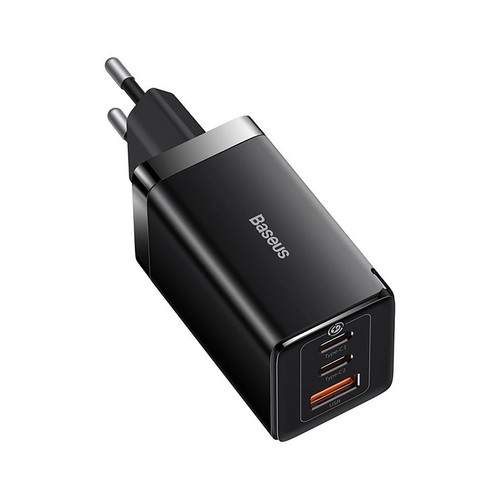 Cargador pared BASEUS Gan5 Pro ultrarápido, 65W, 2C+USB, color negro