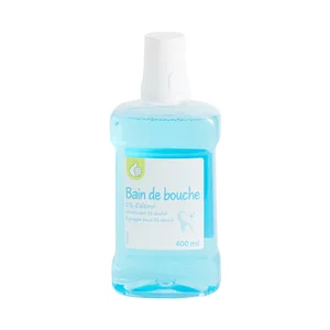 PRODUCTO ECONÓMICO ALCAMPO Enjuague bucal sin alcohol, de uso diario y con sabor a menta 400 ml.