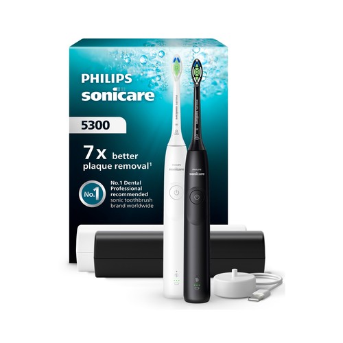 Cepillo de dientes eléctrico sónico PHILIPS Duo HX7109/01, sensor de presión, 2 velocidades.