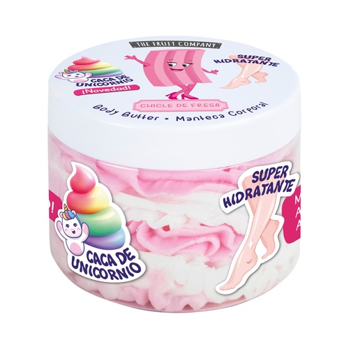 THE FRUIT COMPANY Manteca corporal super hidratante, con aroma a chicle de fresa 300 ml.