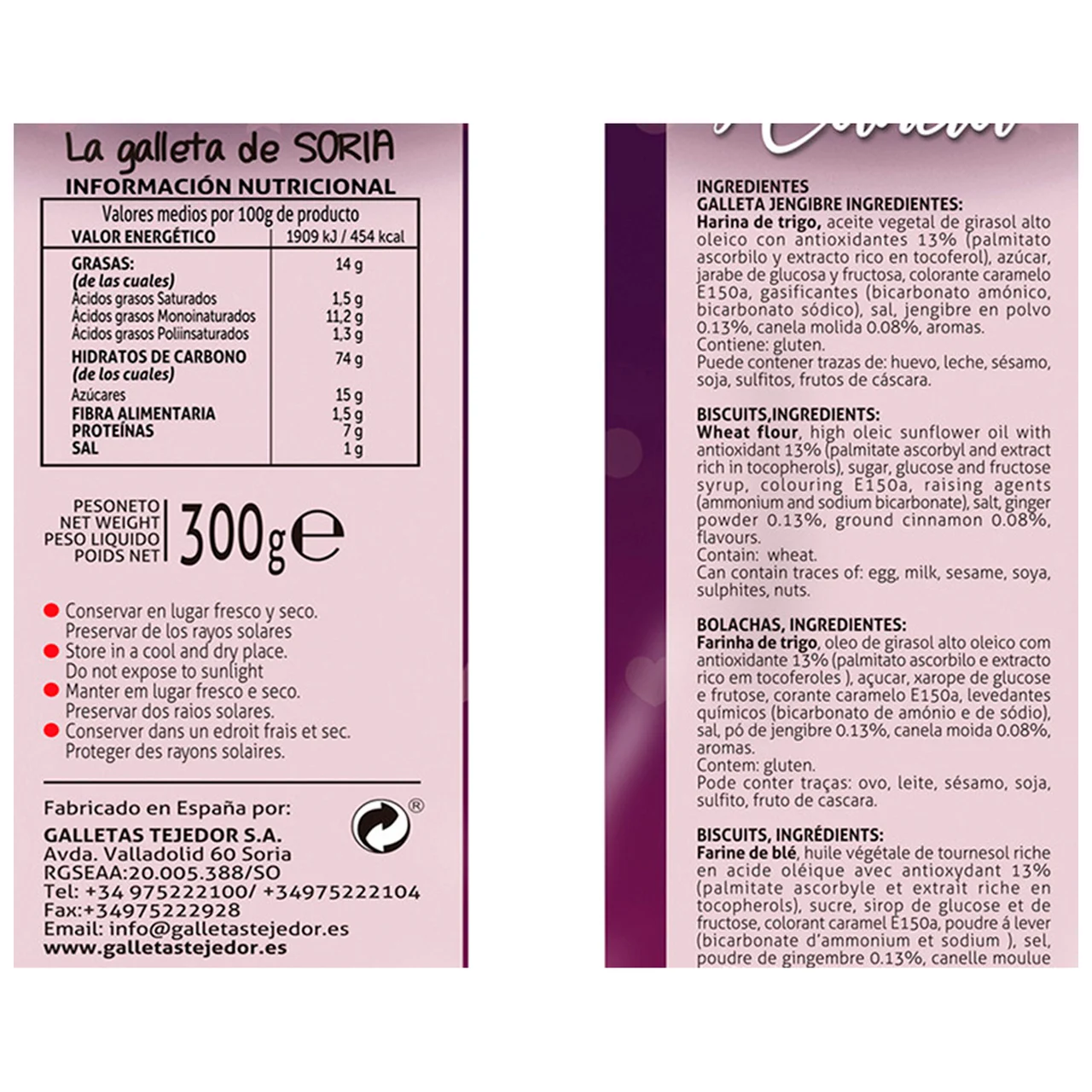 Galletas de jengibre y canela 300 g.