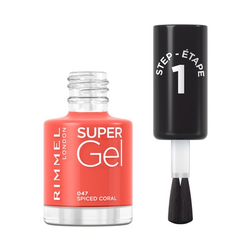RIMMEL Super gel tono 047 Spiced coral Laca de uñas de larga duración, acabado efecto gel.