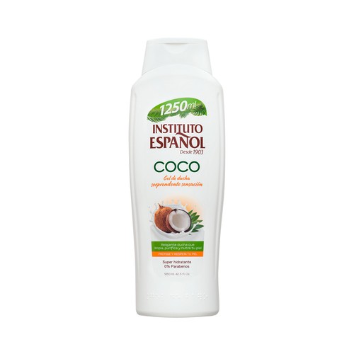 INSTITUTO ESPAÑOL Gel para ducha o baño super hidratante con activos de coco 1250 ml.