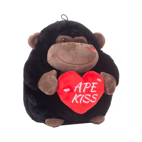 Peluche Gorila Boli con corazón 32cm, ideal para San Valentín, modelos surtidos, CREACIONES LLOPIS