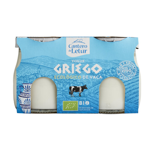 Yogur griego de vaca ecológico CANTERO DE LETUR pack 2 uds x 125 g.