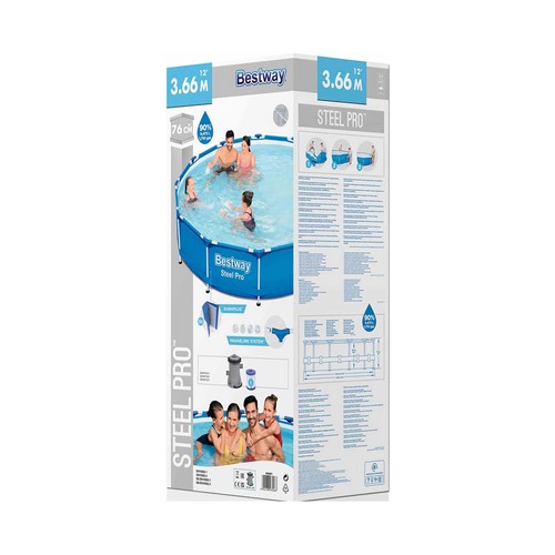 Piscina tubular con estructura metálica BESTWAY medidas 3,66X0,76 mts., con depuradora 1.249 litros/hora