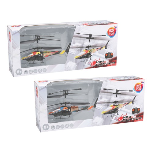 Minihelicóptero contolado por infrarrojos, 17cm., varios modelos ONE TWO FUN ALCAMPO.