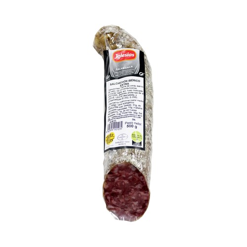 IGLESIAS Salchichón cular ibérico de calidad extra (3 meses de curación) y sin gluten IGLESIAS 500 g.