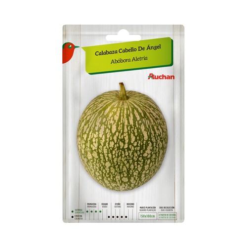 Sobre de semillas para sembrar calabazas de la variedad cabello de ángel PRODUCTO ALCAMPO.