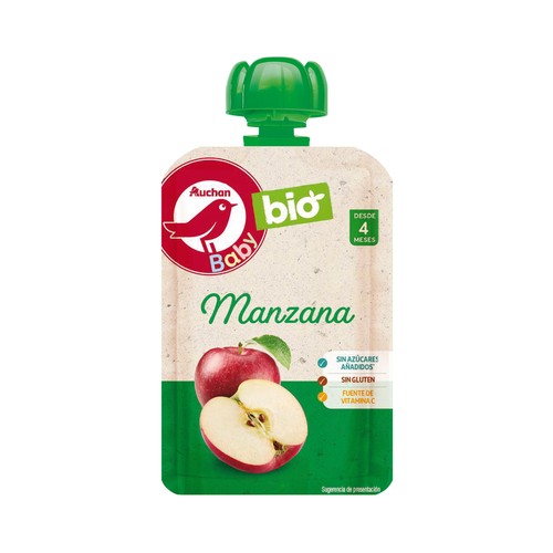 ALCAMPO BABY Bio Bolsita de puré de manzana ecológica, a partir de 4 meses 100 g.