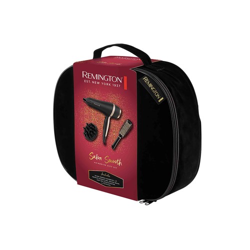 Pack secador de pelo REMINGTON Salon Smooth Hairdryer Gift D6940GP, iónico, 2100W, 3 temperaturas, 2 velocidades.