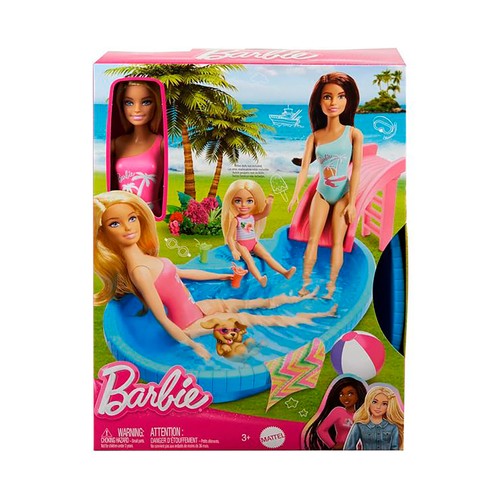 Muñeca BARBIE rubia con piscina.