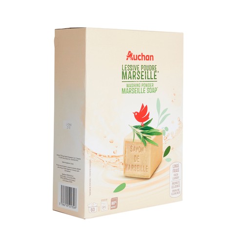 Detergente en polvo con jabón de marsella PRODUCTO ALCAMPO 60 lavados 3,9 Kg.