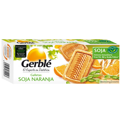 GERBLÉ Galletas Dietéticas Con Soja Y Naranja GERBLE 280 g.