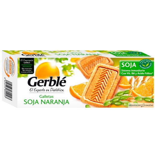 GERBLÉ Galletas Dietéticas Con Soja Y Naranja GERBLE 280 g.