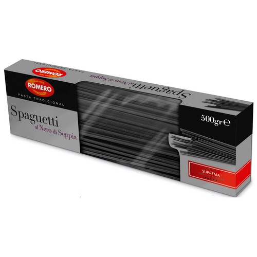 ROMERO Pasta espagueti tradicional al nero di seppia ROMERO 500 g.