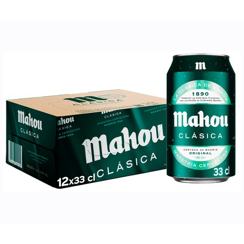 Cervezas Clásicas MAHOU pack de 12 latas de 33 centilitros