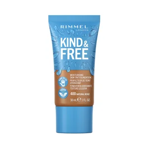 RIMMEL Kind & free Tono 400 Natural Base de maquillaje hidratante para un acabado radiante y saludable, 30 ml.