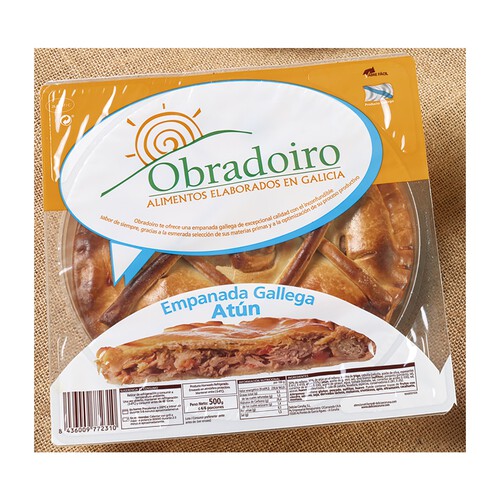 Empanada refrigerada de atún OBRADOIRO, 500g.