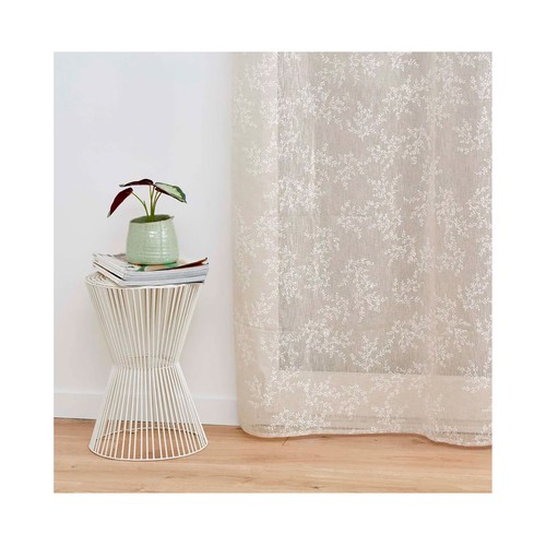 Visillo con anillas 140x240cm tejido aplicado karla taupe. U10.