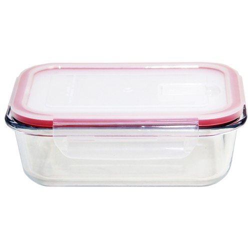 Hermético de vidrio rectangular con tapa de plástico con válvula, 0,59 litros, ACTUEL.
