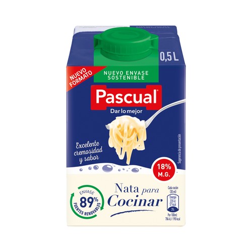 PASCUAL Nata líquida para cocinar (18% materia grasa) PASCUAL 500 ml.